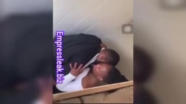 Washroom fuck, horny couple caught